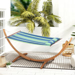 Outdoor Hammock W/ Wooden Stand, Blue