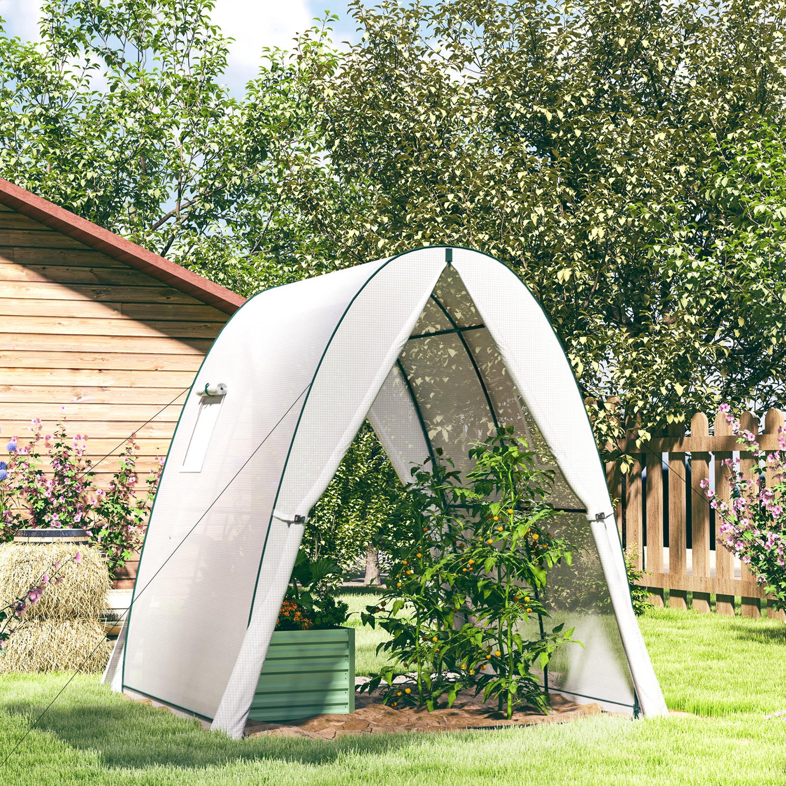 Portable Greenhouse Gardening Plant Hot House With 2 Doors | White