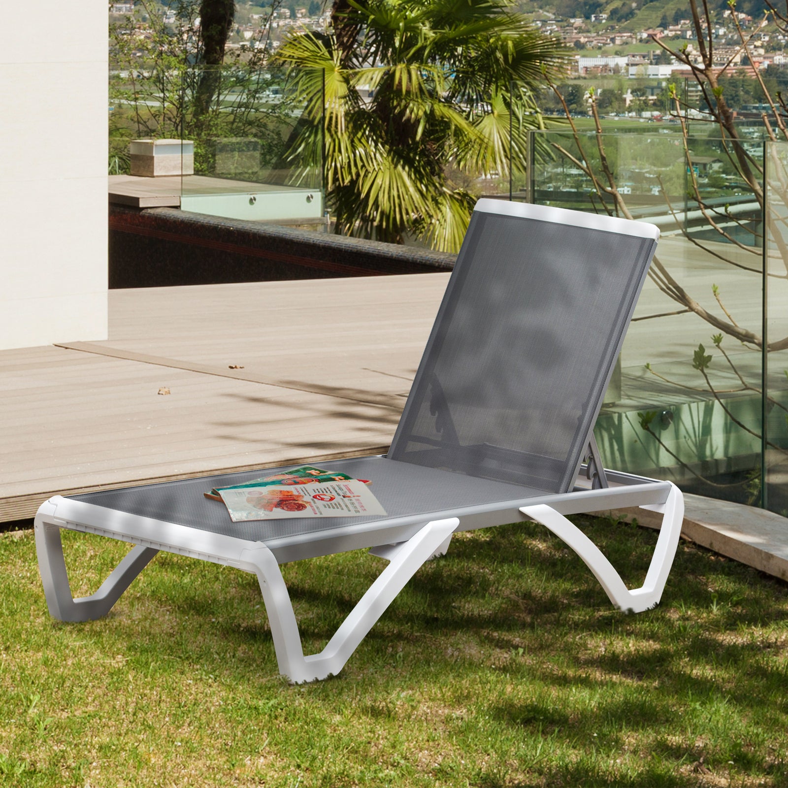 Outdoor Chaise Lounge W/ Adjustable Back