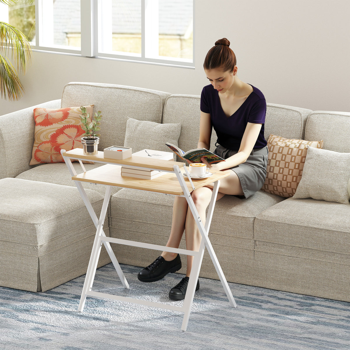 70 Cm Folding Computer Desk For Small Spaces Bedroom | Natural