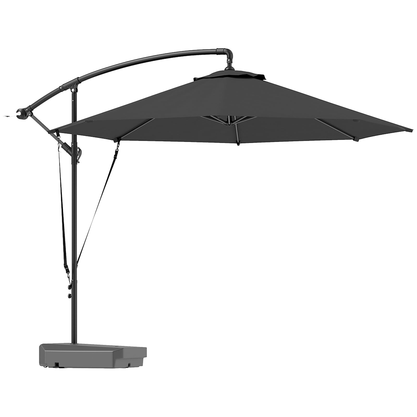 Garden Cantilever Parasol W/ Cover Weighted Base Wind Strap | Dark Gray