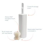 Recycled Toilet Brush - Replaceable head that is screwed in - Closed fit storage cover - Made in the UK | Stone
