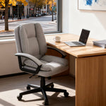 Linen Office Chair With High Back, Adjustable Gas Lift, 360° Swivel & Armrests