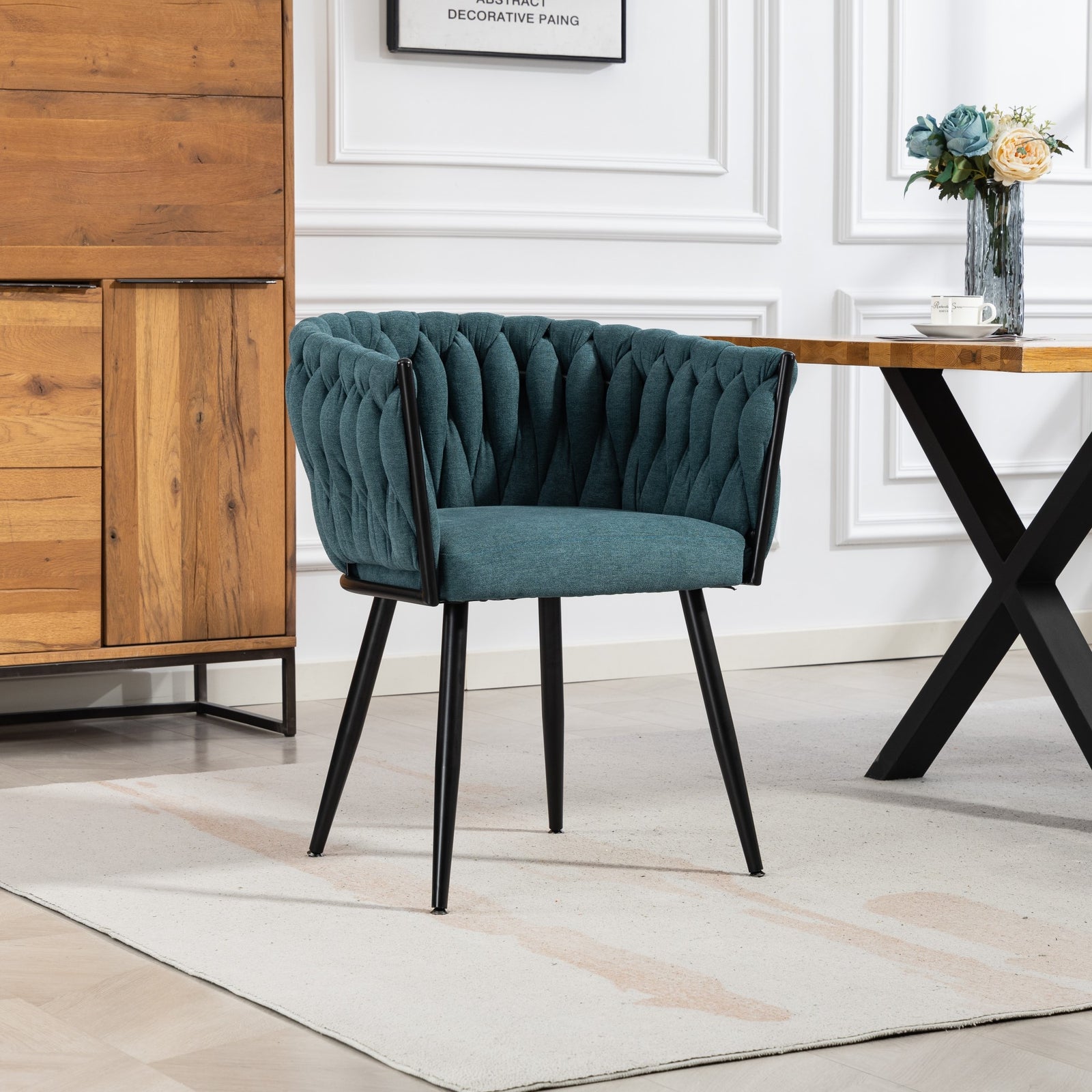 Aneta Fabric Accent Chairs - Set Of 2 | Teal