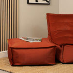 Vita Velvet Footstool Bean Bag Pouffe | Orange