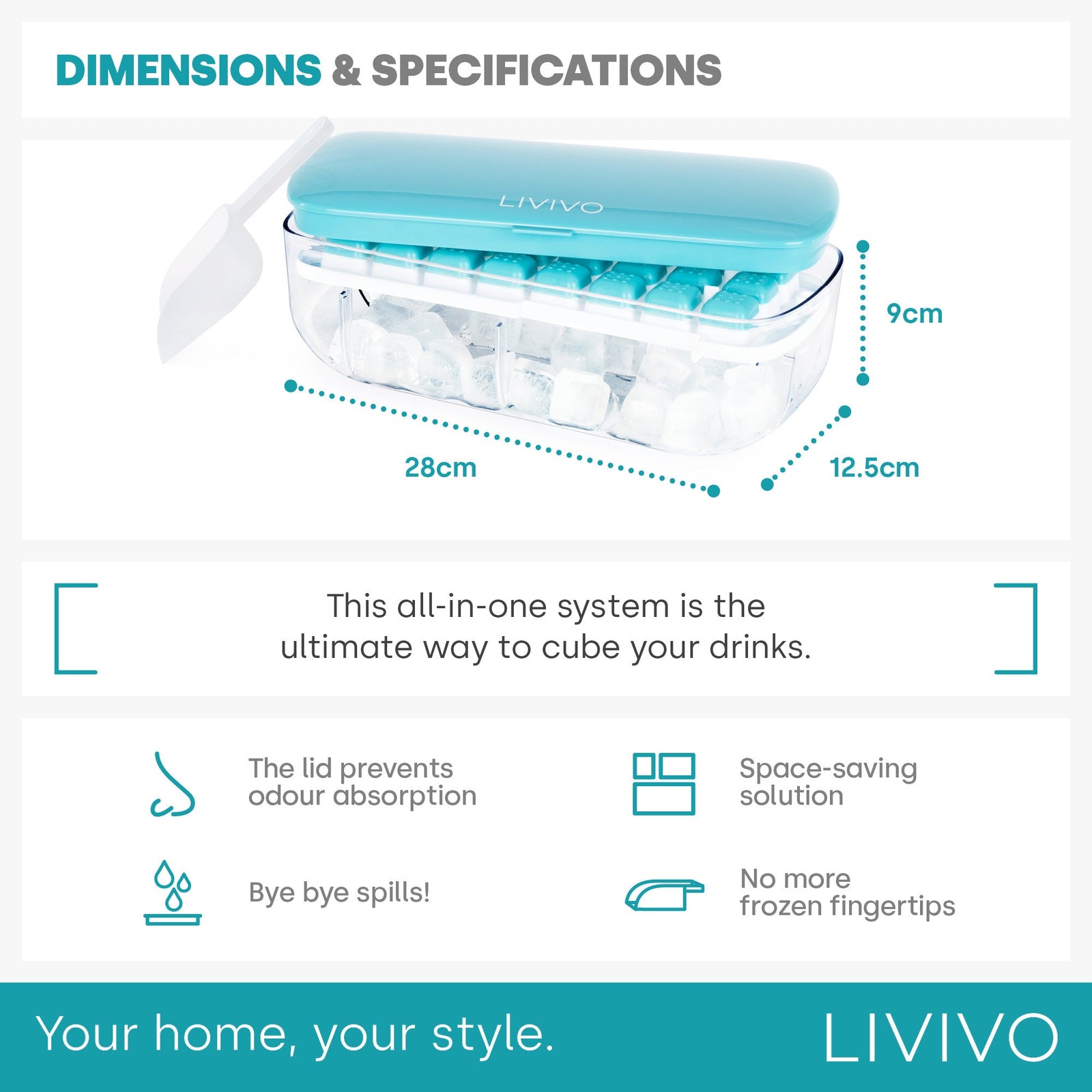 Ice Cube Tray With Dispenser And Storage