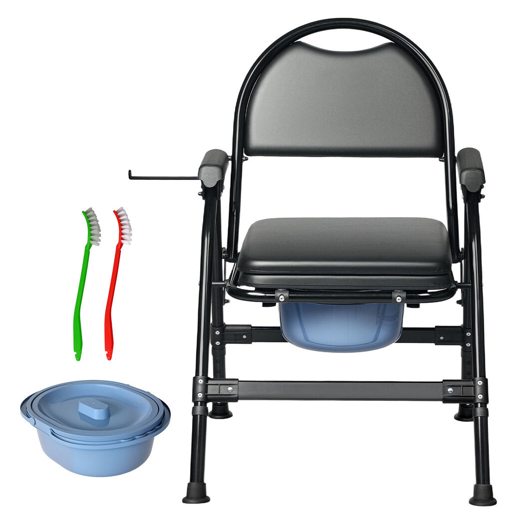 Commode Toliet Chair For Disabled Folding Adjustable Remmoveable Seat | Black