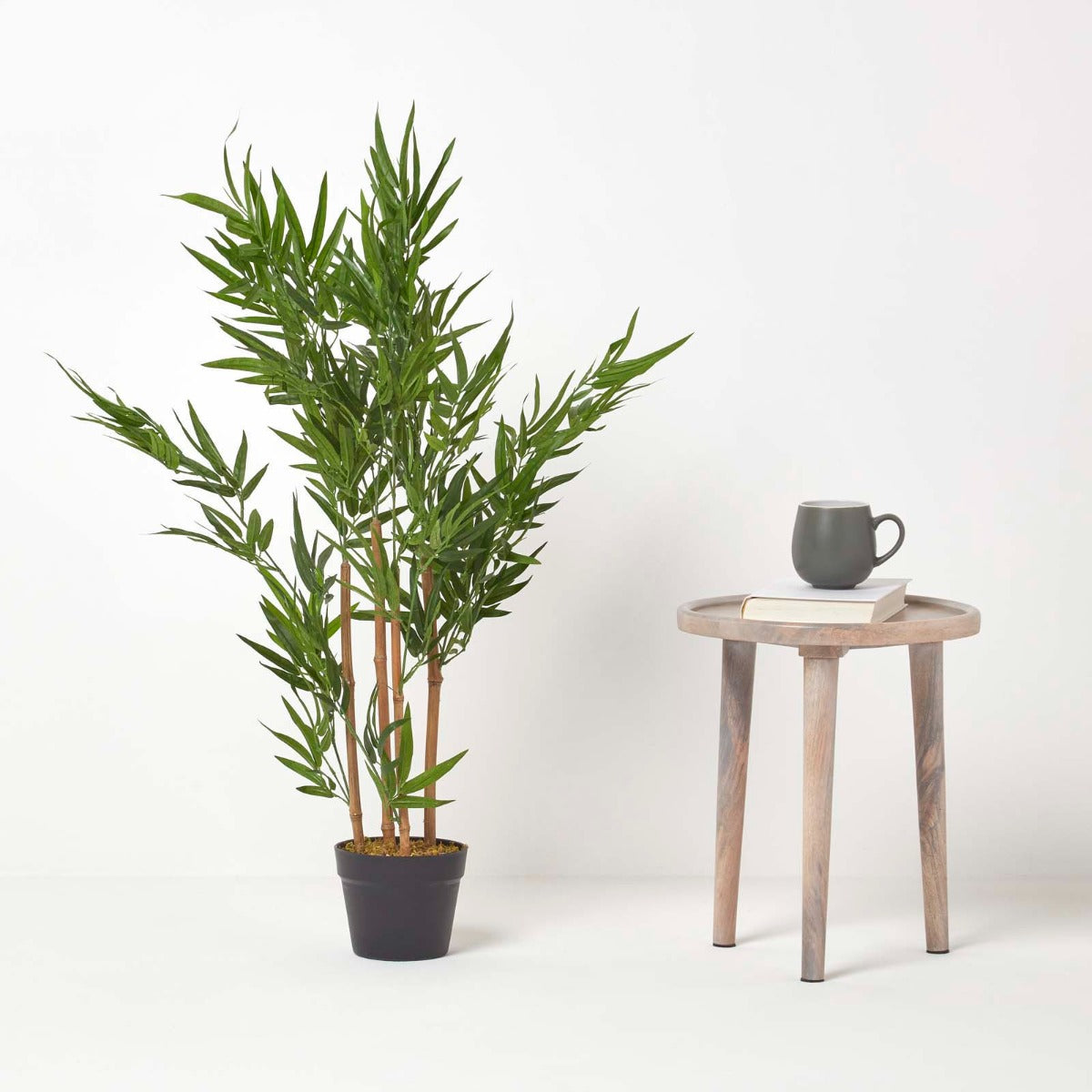 Artificial Green Handcrafted Bamboo Tree Plant With Pot, 95 Cm (3 Ft)