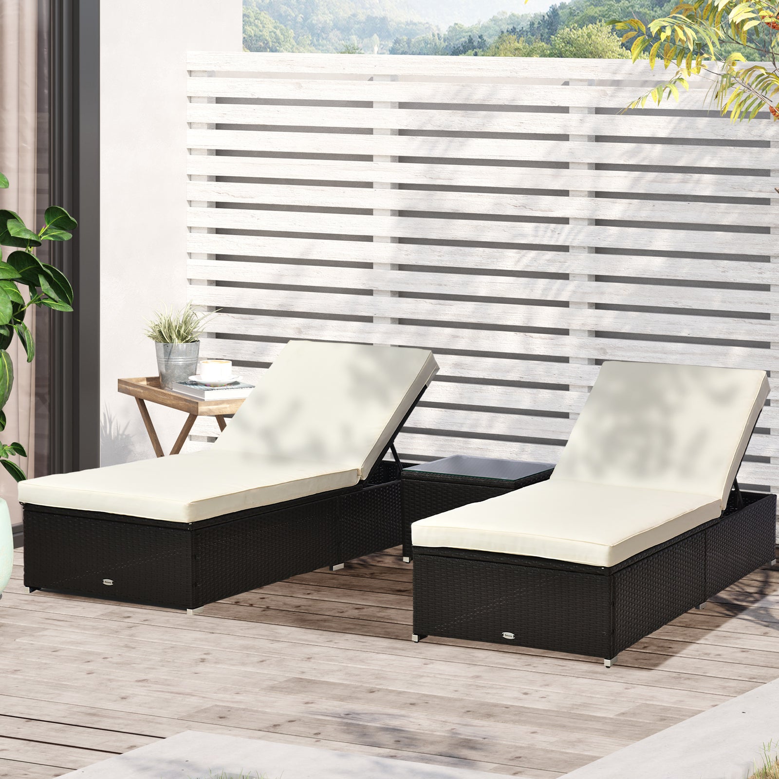 3-piece Sun Lounger Rattan Set