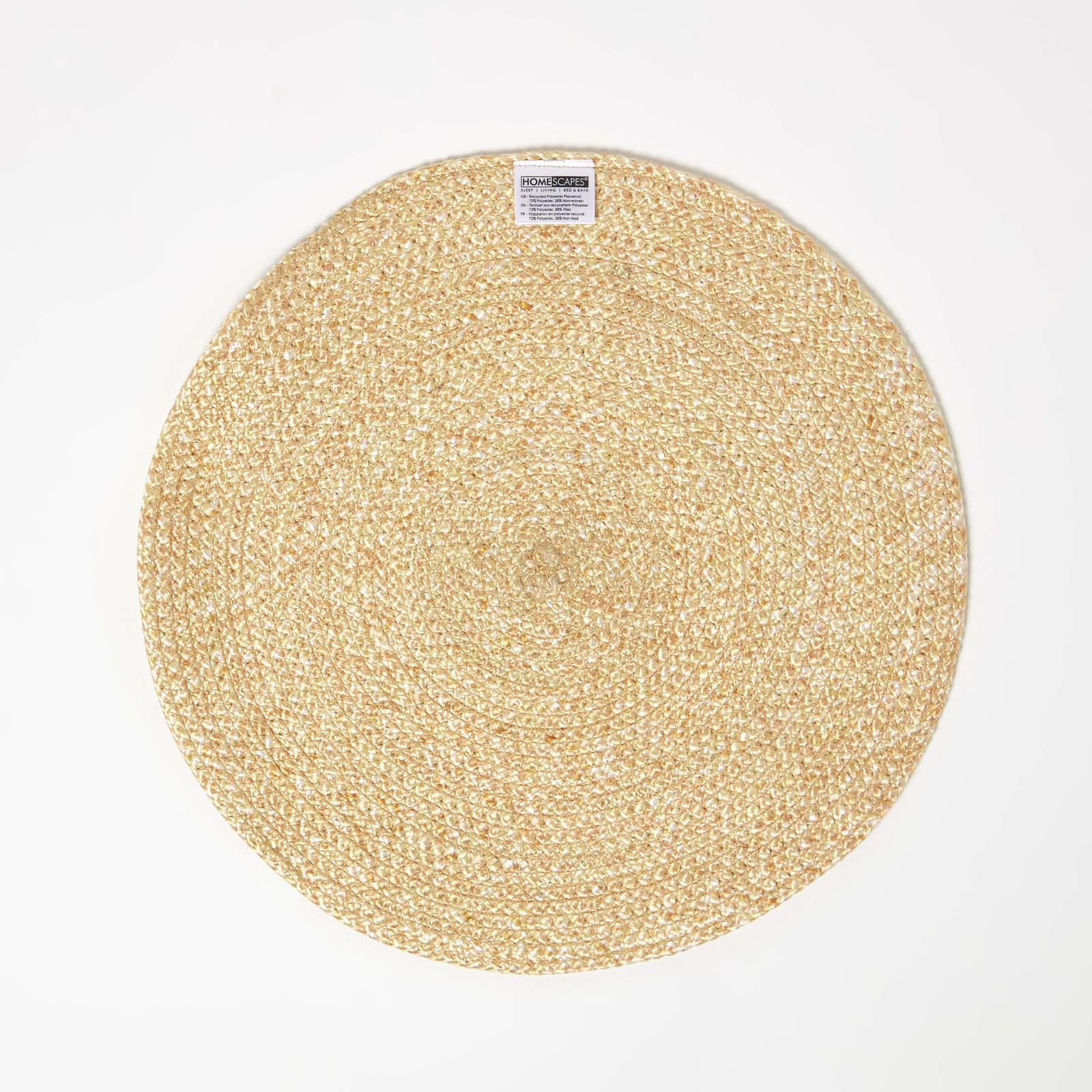 Handwoven Round Placemats Set Of 4 | 40cm | Gold