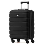 55x40x20cm Lightweight Luggage Hard Shell Cabin Suitcase 60+ Airlines Approved - Carry On Case - 4 Wheels | 55 x 40 x 20cm | Black & Silver