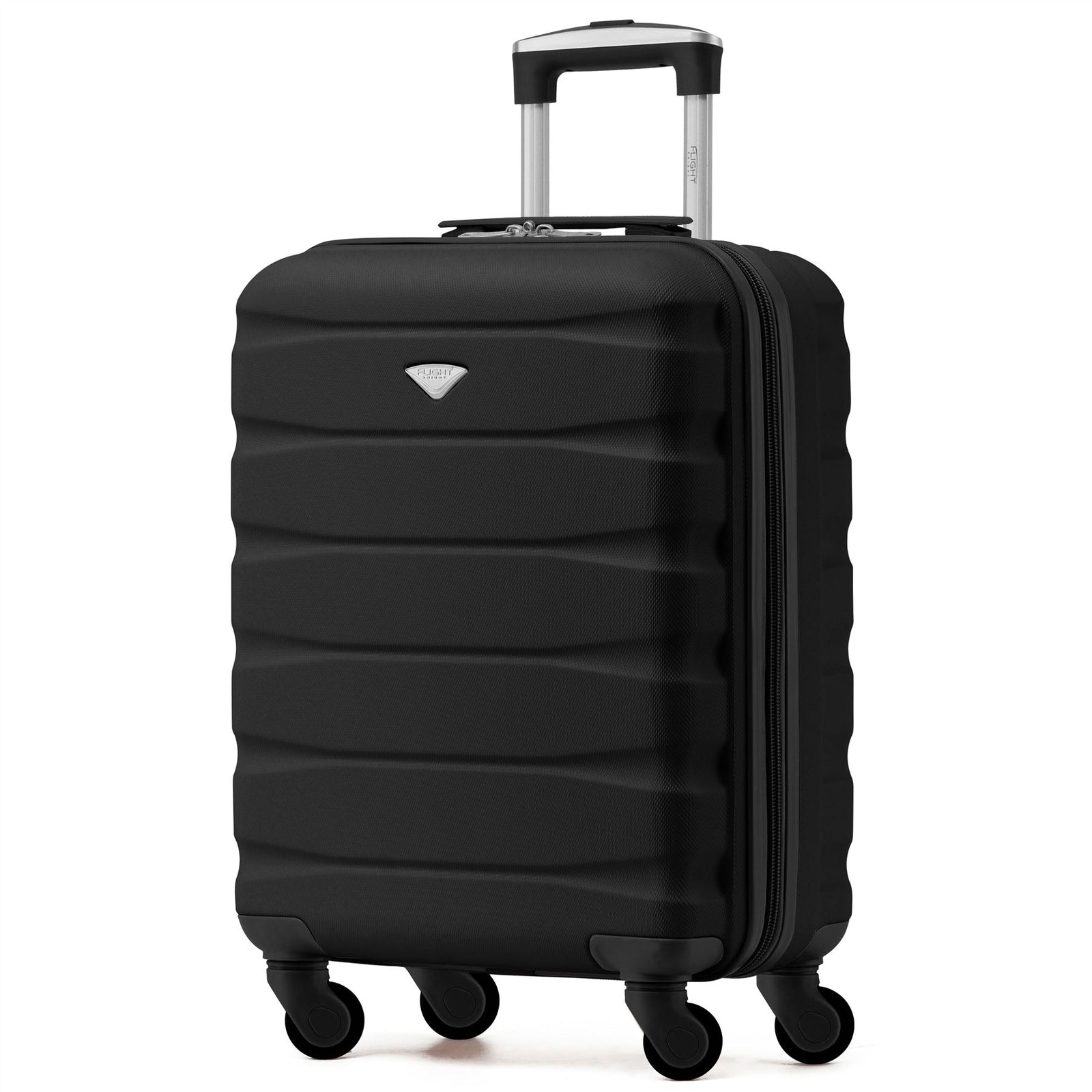 55x40x20cm Lightweight Luggage Hard Shell Cabin Suitcase 60+ Airlines Approved - Carry On Case - 4 Wheels | 55 x 40 x 20cm | Black & Silver
