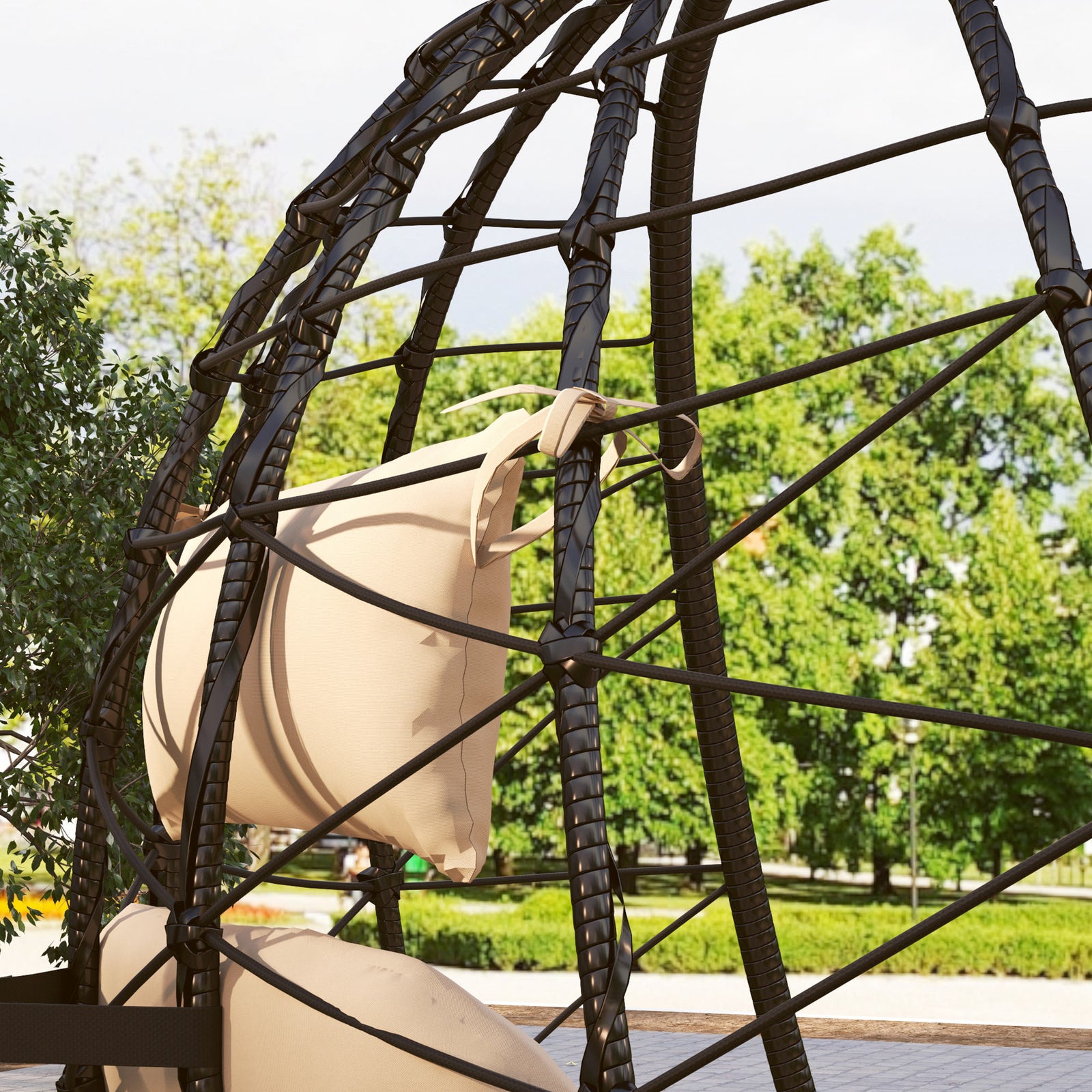 Garden Egg Chair Outdoor Hanging Swing Chair, Folding Basket | Khaki