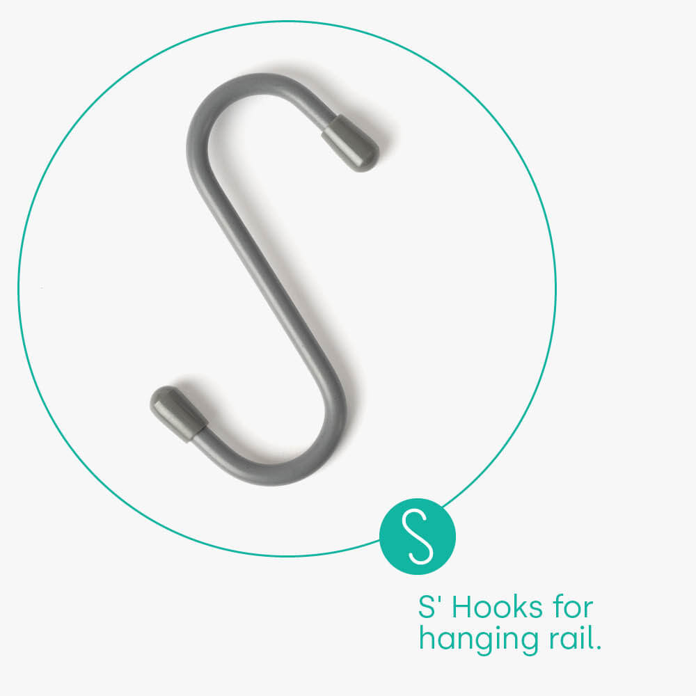 5pc Hanging 's' Hooks - Grey