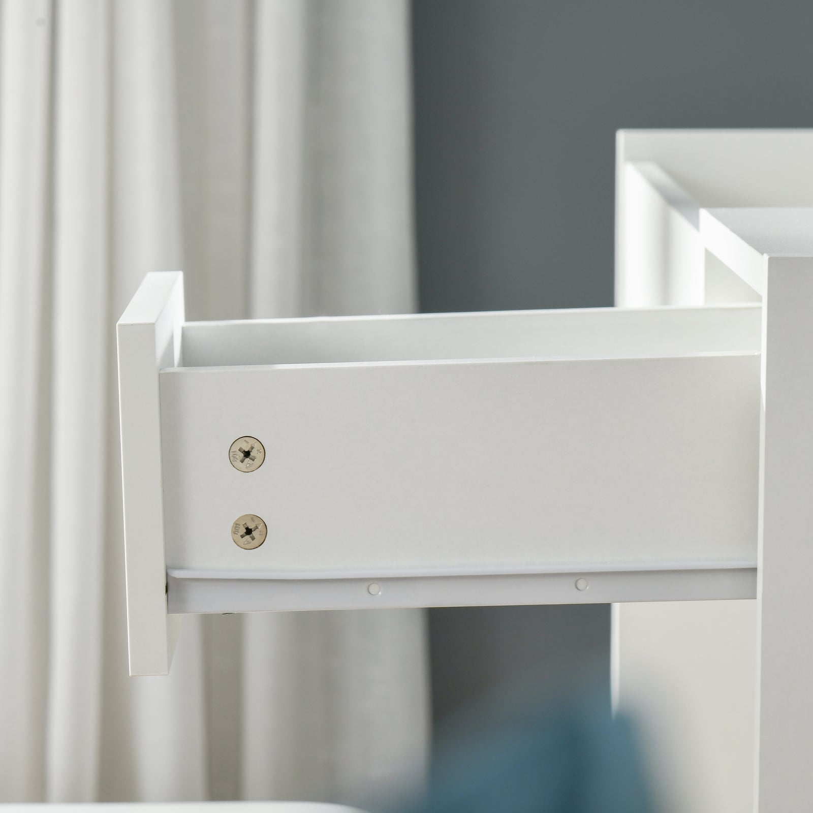 Dressing Table Set Cushioned Stool Flip-up Mirror Drawer | One Size | White
