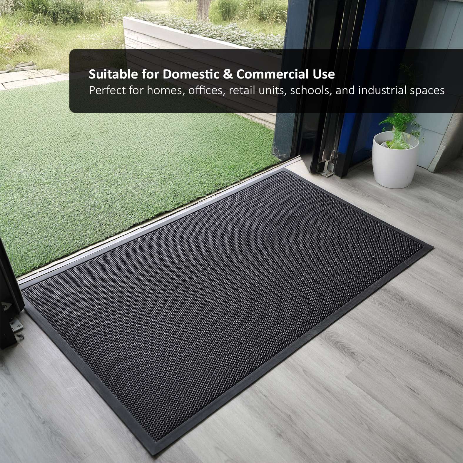 Anti-slip Dirt Trapping Black Meshmat Entrance Doormat | Small | Black
