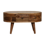 Solid Wood Mini Oak-ish Rounded Coffee Table