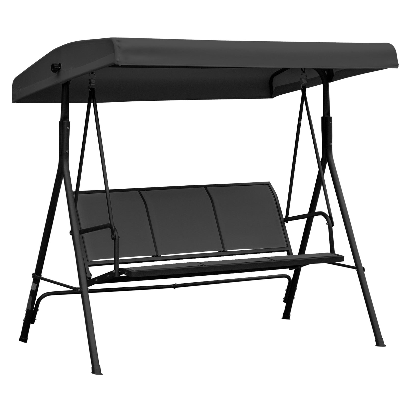 3 Seater Garden Swing Patio Hammock With Canopy For Outdoor | Black
