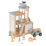 HYGRAD BUILT TO SURVIVE Kids Fire Station Wooden Dollhouse – 3-tier Pretend Play Toy Playse