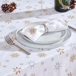 Gold Snowflake Christmas Tablecloth | 137 x 228cm | White