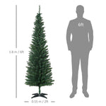 6ft Pencil Artificial Christmas Tree With Solid Stand Tips Green | 6ft | Green