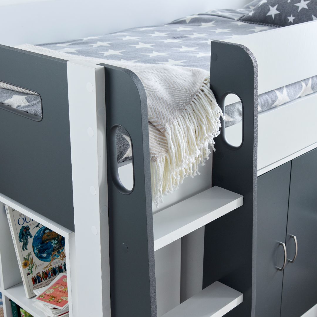 Lacy Storage Mid Sleeper Bed | Single | Grey