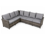 Indoor & Outdoor Living The Maldives Grey Aluminium 9 Seat Corner Gas Firepit Rattan Dining Set