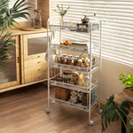 5 Tier Rolling Cart, Mesh Baskets White