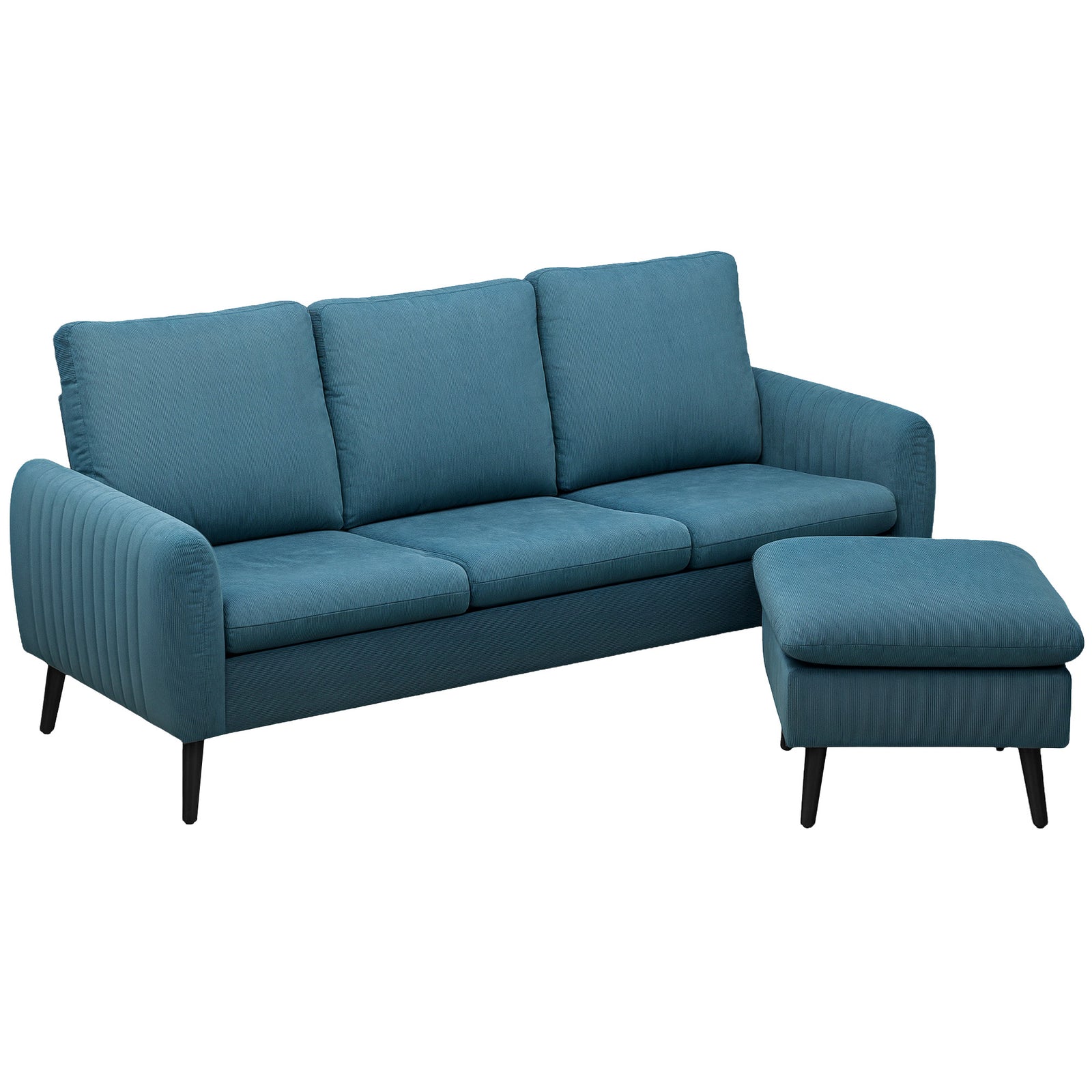 3 Seater Corner Sofa Couch Settee With Chaise Lounge | One Size | Blue