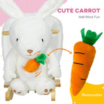Kids Rabbit-shaped Rocking Horse W/ Realistic Sounds, Safety Belt - White