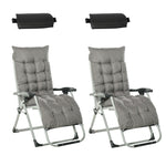 2 Pcs Reclining Zero Gravity Chair Folding Lounger Cushion | Dark Grey