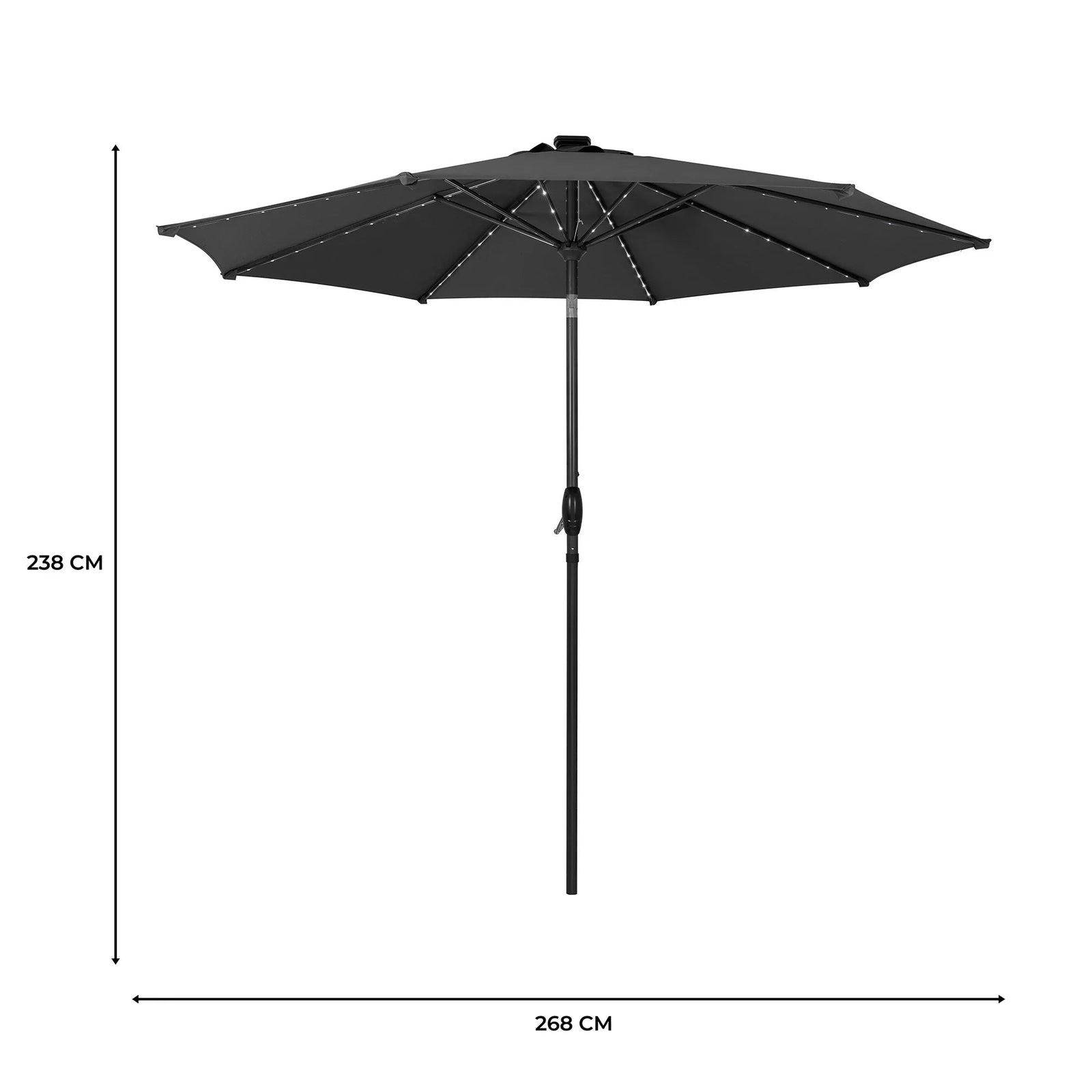 Led Tilt Parasol 2.7m | Grey