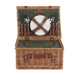 Green Tweed Classic Picnic Wicker Basket | 4 Person | Green