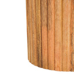 Fluted Marble Side Table In Solid Wood – Light Brown Finish