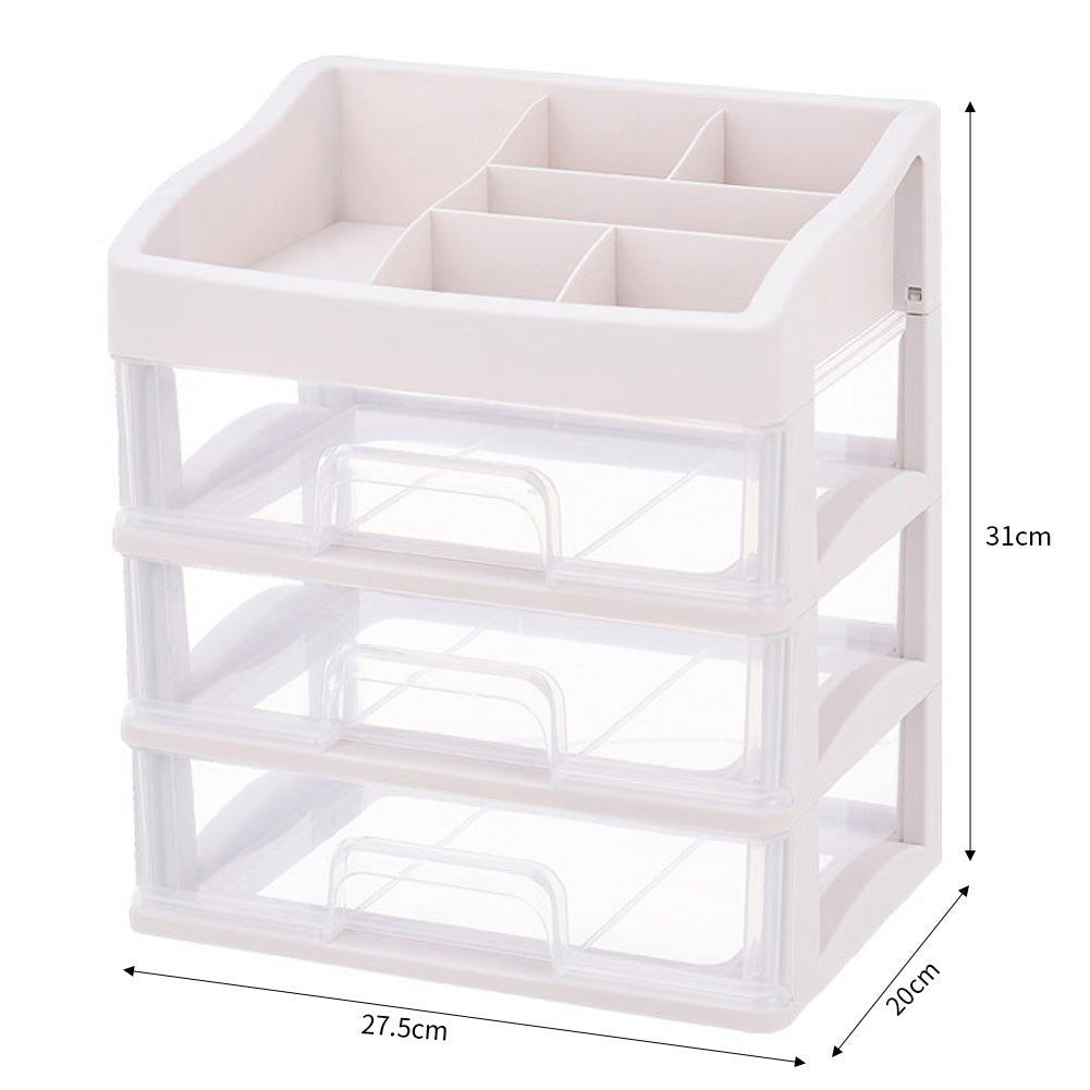 Plastic Makeup Organizer With 3 Drawers