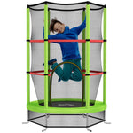 Kids Trampoline W/ Enclosure Net, Steel Frame, For Ages 3-6 Years - Green | Green