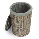 Antique Wash Round Linen Basket With Grey Sage Lining | Small