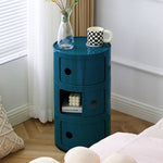 Cylindrical Multi-tiered Plastic Storage Drawer Unit | Blue