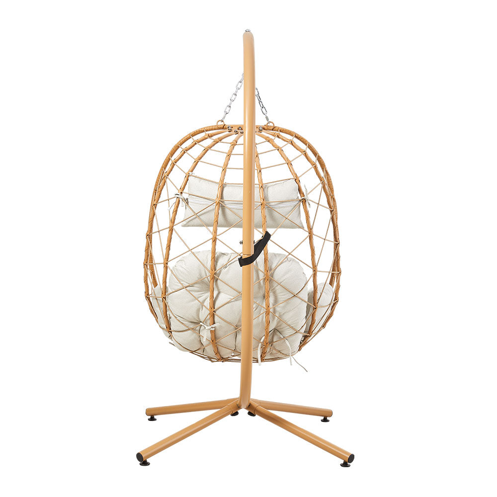 Egg-shaped Hanging Chair With Soft Cushion & Headrest | One Size | Gold