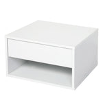 Bedside Table Floating Set Of 2 Wall Mounted Drawer Open Shelf White | White