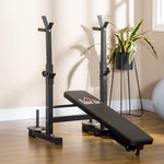Adjustable Weight Bench W/ Barbell Rack And Dip Station