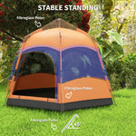 4 Person Pop Up Tent Camping Festival Hiking Shelter Family | Orange