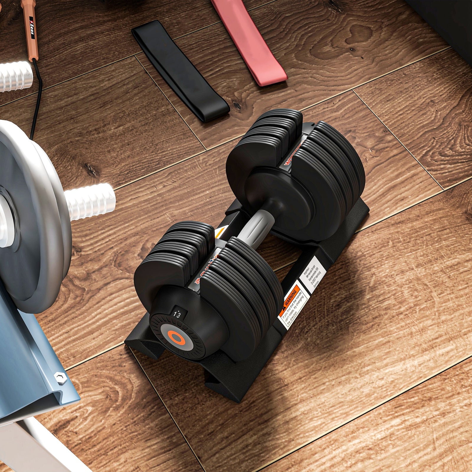 4-in-1 Adjustable Dumbbells Weights Set With Storage Tray 24kg