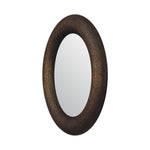 Solid Mango Wood Round Metallic Hammered Mirror