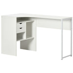 L-shaped Corner Computer Desk Study Table W/ Storage Shelf | White