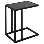 C Shape Side Table Marble-effect Top Metal Frame | Black