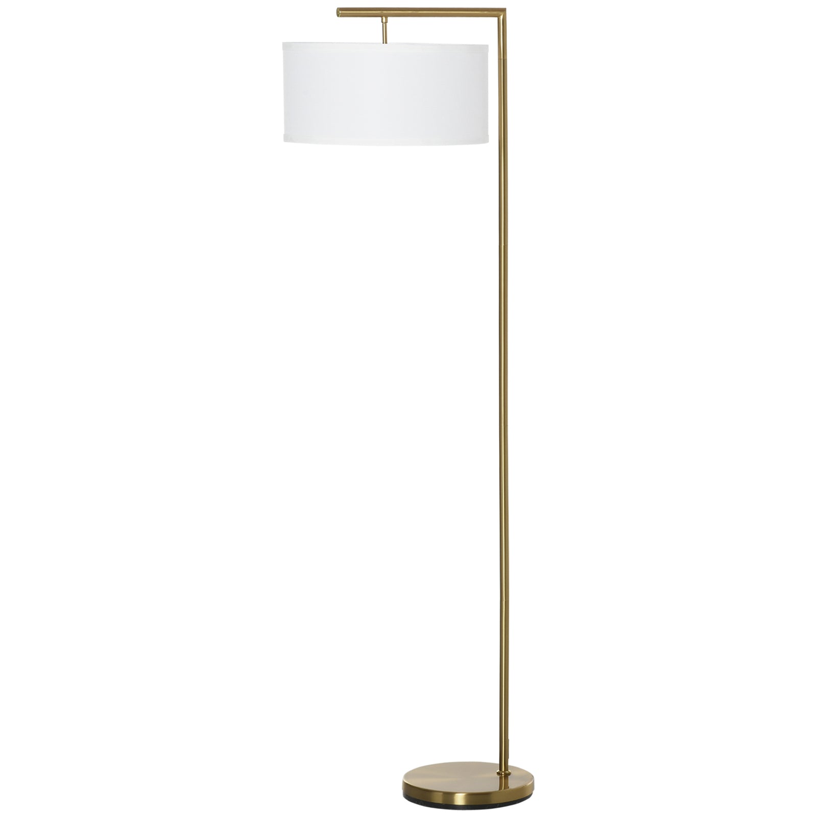Floor Lamp With Linen Lampshade Round Base Bedroom