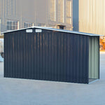 4x8ft Heavy Duty Garden Metal Shed With  Extra 66cm Outdoor Weatherproof Firewood Tool Storage Rack