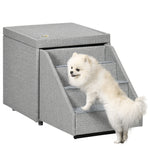 2 In 1 Dog Steps Ottoman, Pet Stairs For Small Medium Dogs And Cats Grey