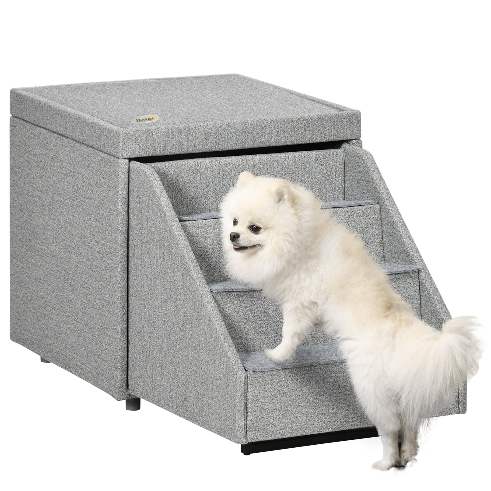 2 In 1 Dog Steps Ottoman, Pet Stairs For Small Medium Dogs And Cats Grey